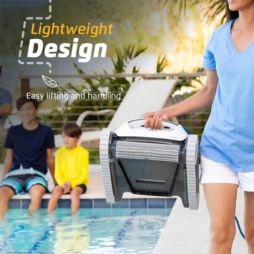 (2026 Model) E10 Automatic Robotic Pool Vacuum Cleaner, Active Scrubber Brush, Ideal for Above-Ground Pools up to 30Ft in Length