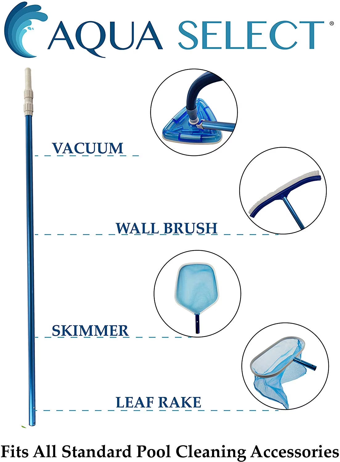 Telescoped Vacuum Pole for Swimming Pools, 4' - 8'