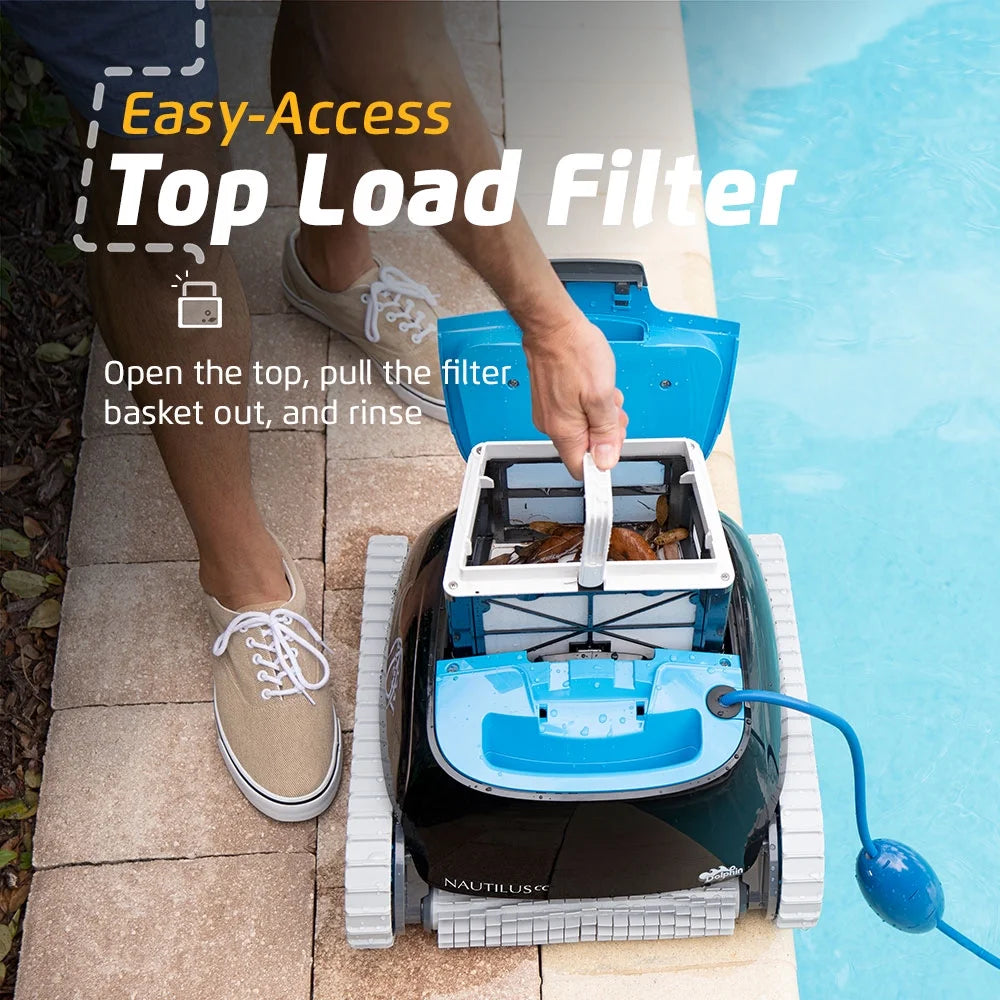 Nautilus CC Robotic Pool Vacuum Cleaner All Pools up to 33 FT - Wall Climbing Scrubber Brush