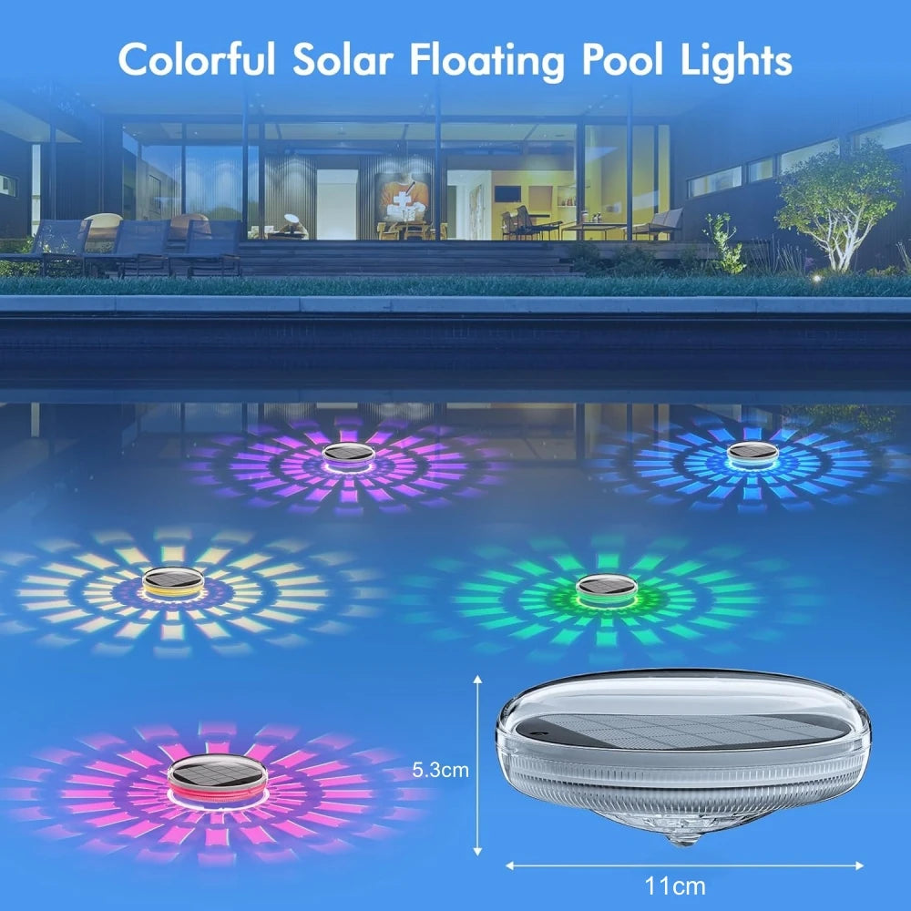 Solar Rechargeable Floating Pool Lights RGB Color Changing Swimming Pool Light with Remote Control Pool Party Decorations