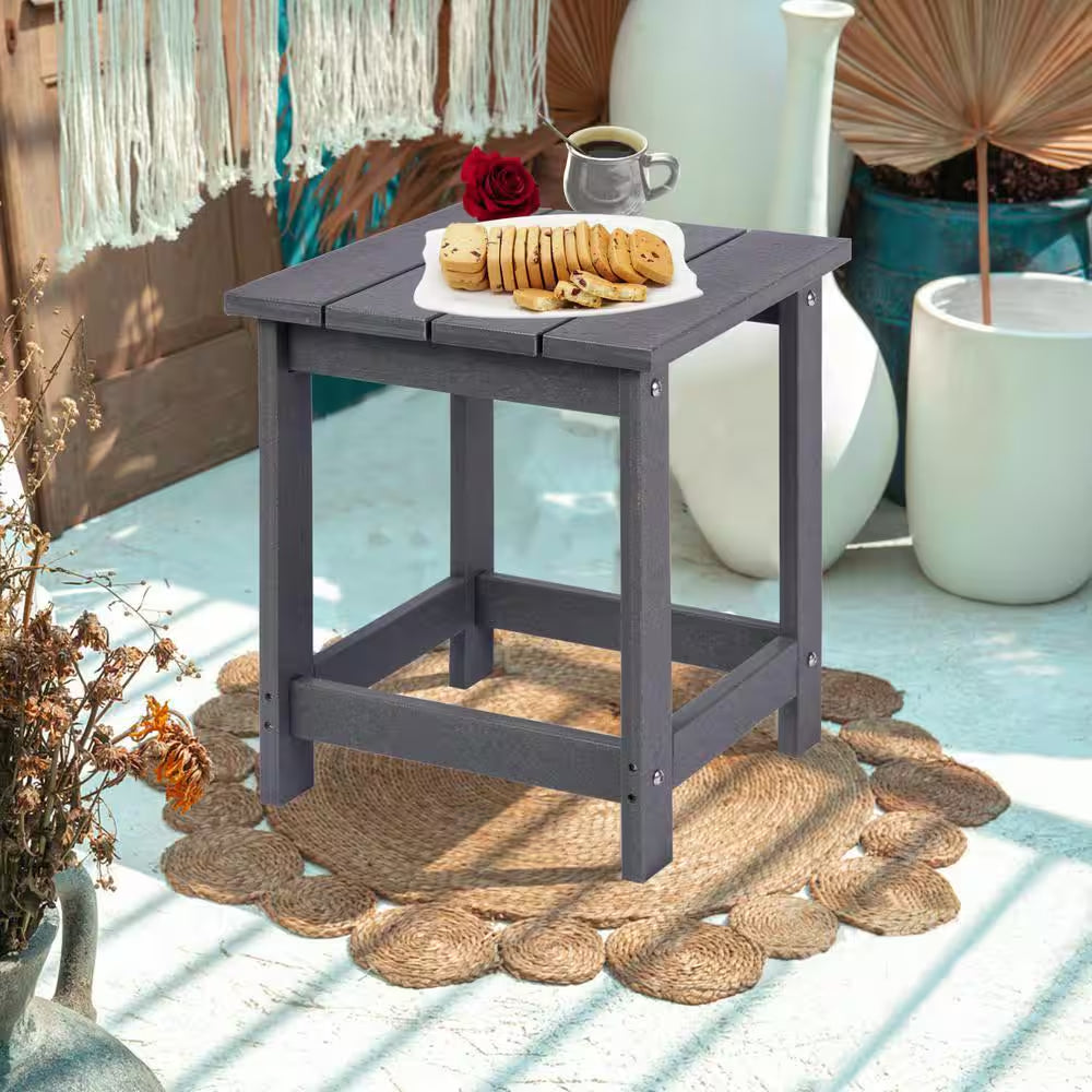 Square Side Table, Pool Composite Patio Table, HDPE End Tables for Backyard, Pool, Indoor Companion