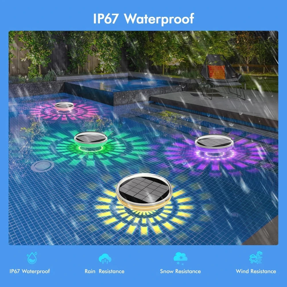 Solar Rechargeable Floating Pool Lights RGB Color Changing Swimming Pool Light with Remote Control Pool Party Decorations