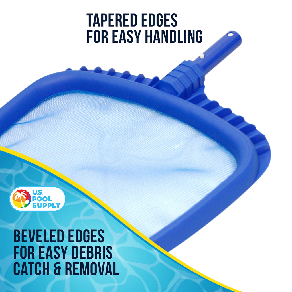 Professional Heavy Duty Large 15" X 16" Swimming Pool Leaf Skimmer Net - Fine Mesh Netting, Easy Scoop Edge - Fast Cleaning, Debris Pickup Removal - Fits Standard Swimming Pool Poles