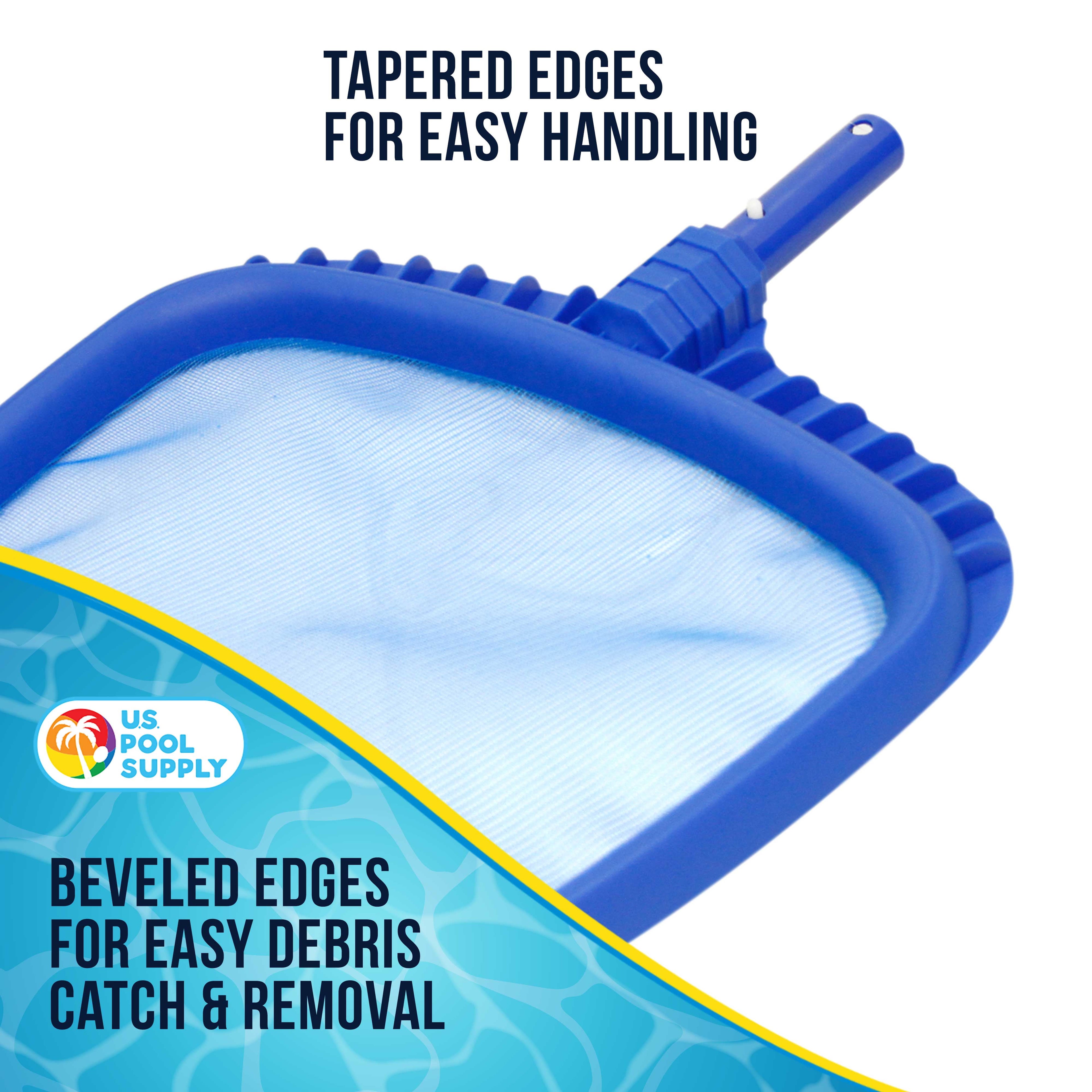 Professional Heavy Duty Large 15" X 16" Swimming Pool Leaf Skimmer Net - Fine Mesh Netting, Easy Scoop Edge - Fast Cleaning, Debris Pickup Removal - Fits Standard Swimming Pool Poles