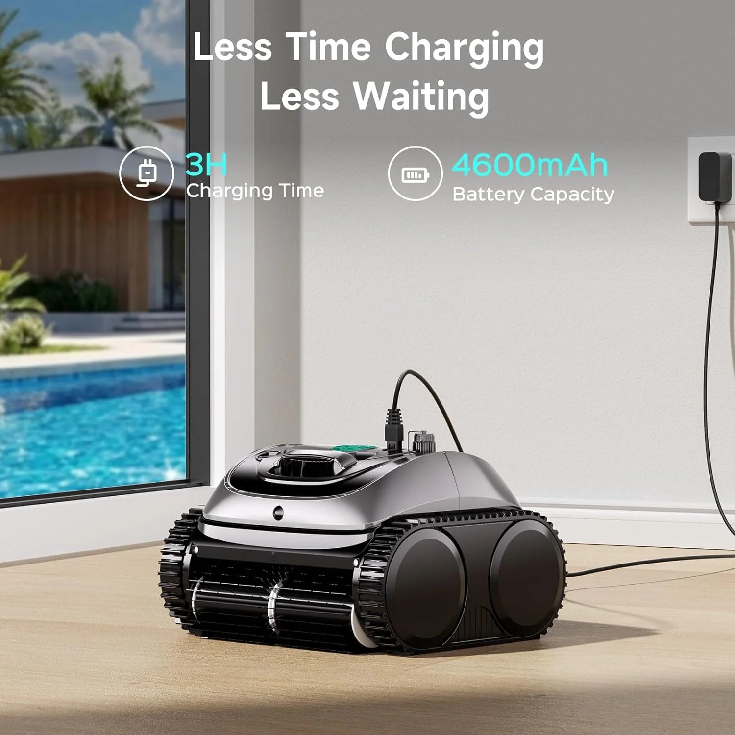 Cordless Robotic Pool Vacuum, Robotic Pool Cleaner with Wall Climbing, Upgraded Triple-Motor, 150Mins Runtime for Inground Pools up to 1614 Sq.Ft