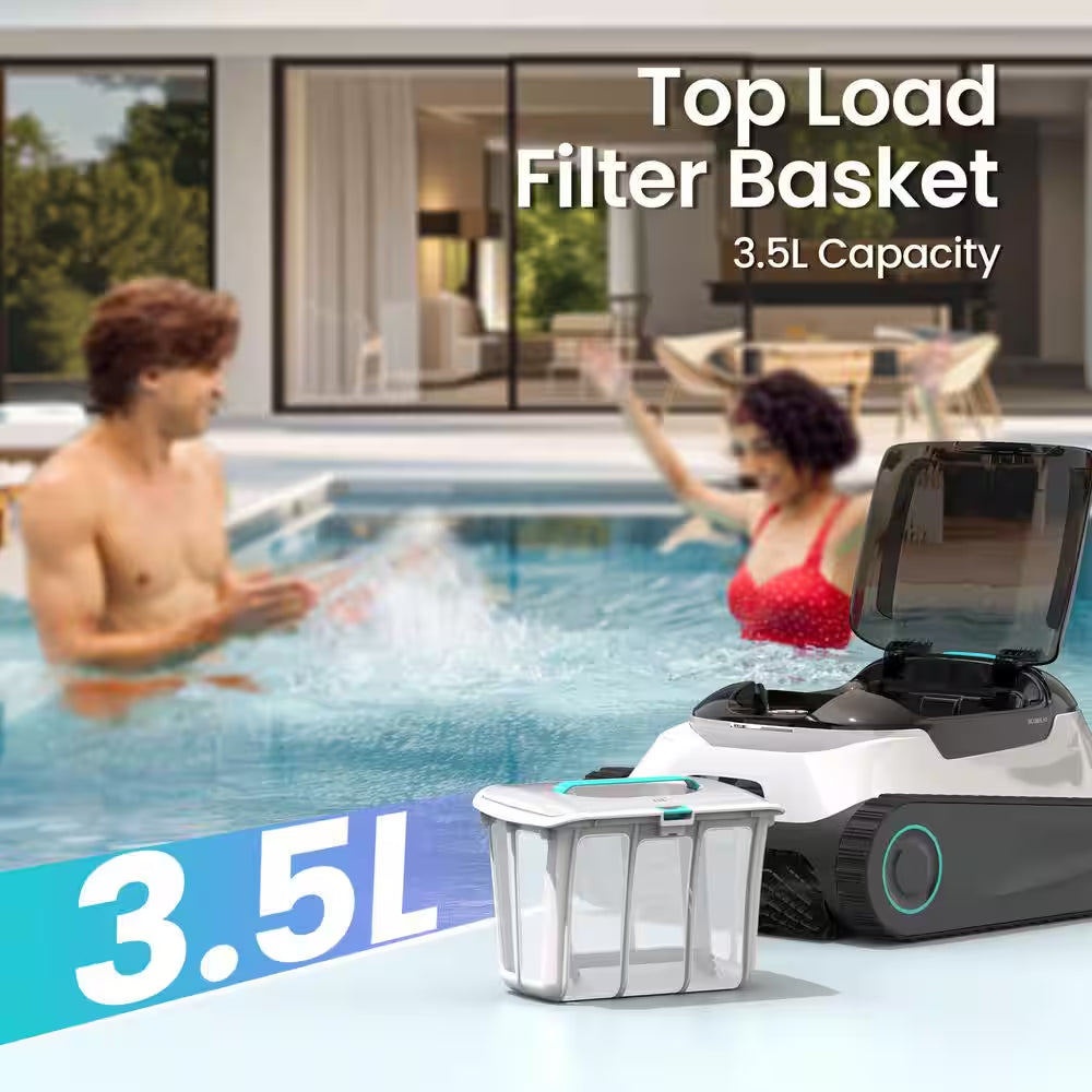 Scuba N1 Cordless Robotic Pool Vacuum-Automatic Pool Vacuum for In-Ground Pools up to 1600 Sq. Ft. White