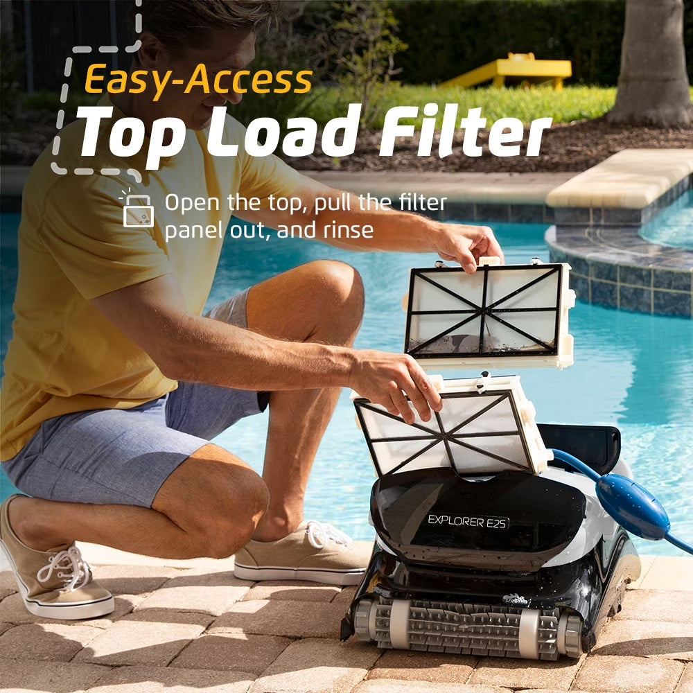(2026 Model) Explorer E25 Wi-Fi Automatic Robotic Pool Vacuum Cleaner, Wall Climbing Scrubber Brush, Ideal for Inground Pools up to 50 FT