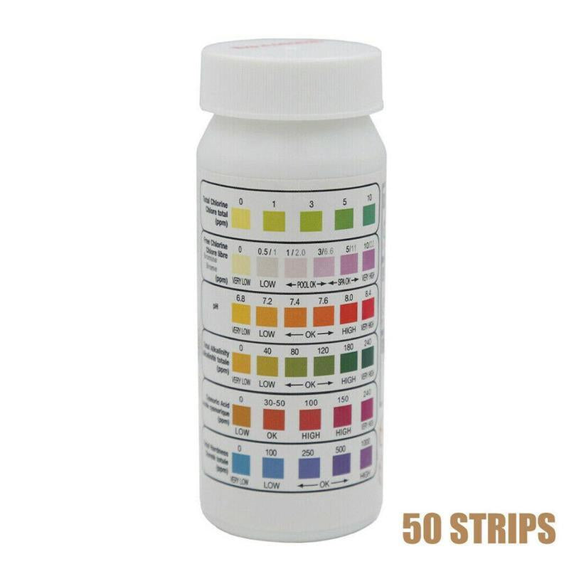 6 in 1 Chlorine Dip Test Strips Hot Tub SPA Swimming Pool PH Tester Paper Bottle