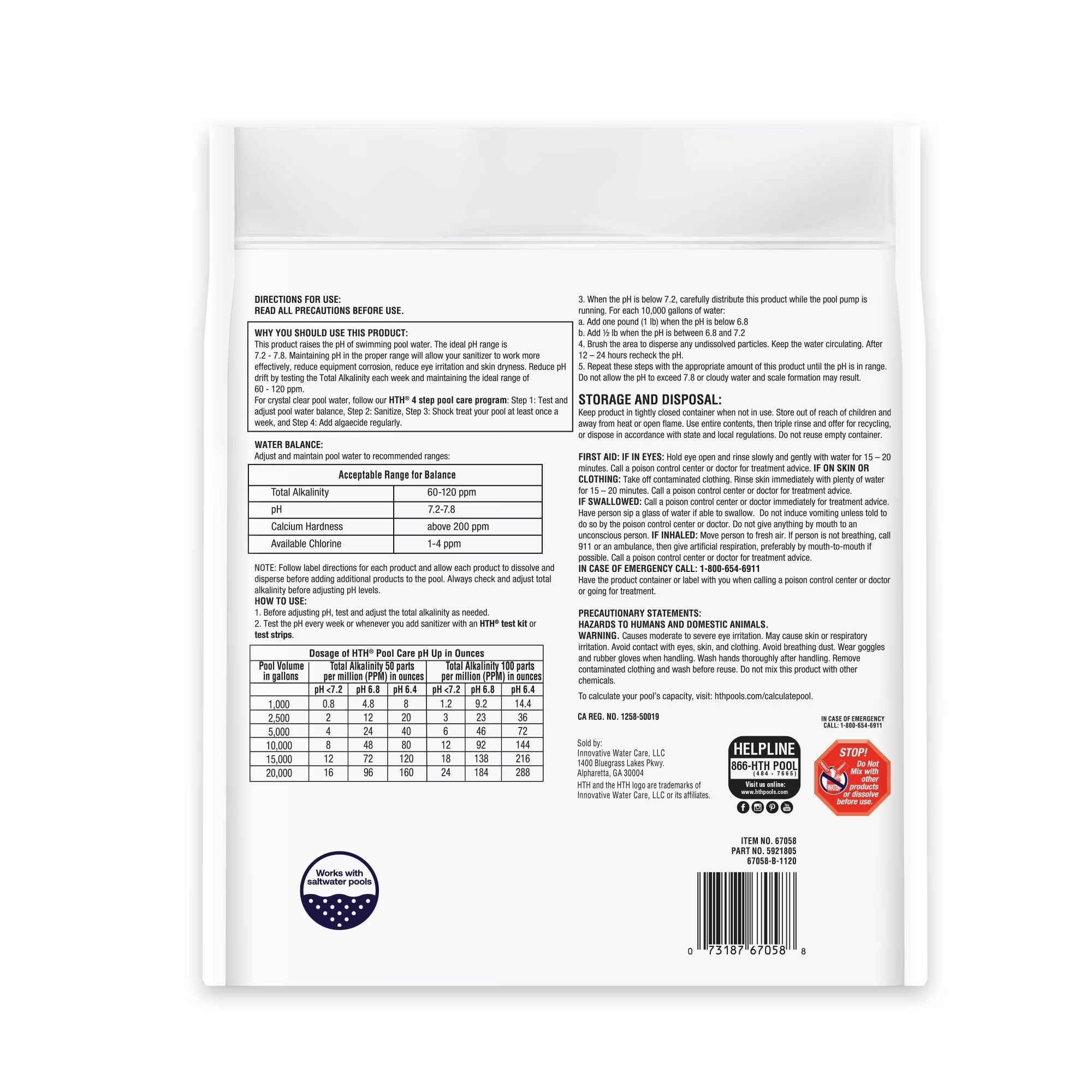 Pool Care Ph up — Powder, 4 Lb — Pool Chemical Ph Increaser to Balance Chemistry and Improve Water Clarity