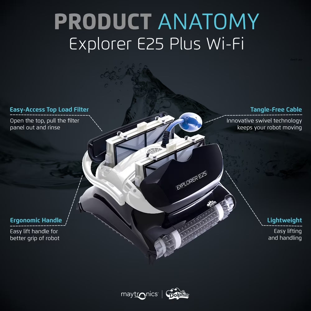 (2026 Model) Explorer E25 Wi-Fi Automatic Robotic Pool Vacuum Cleaner, Wall Climbing Scrubber Brush, Ideal for Inground Pools up to 50 FT