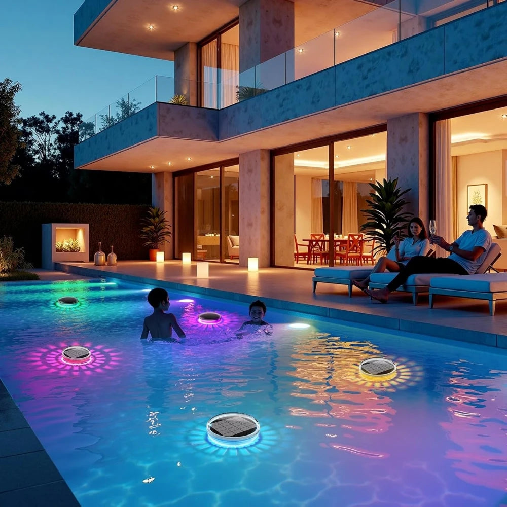 Solar Rechargeable Floating Pool Lights RGB Color Changing Swimming Pool Light with Remote Control Pool Party Decorations