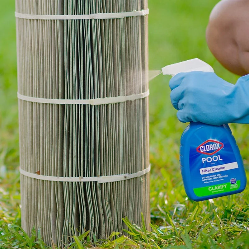 Filter Cleaner Spray for Swimming Pools Liquid Pool Clarifier Chemicals, 32 Oz Bottle