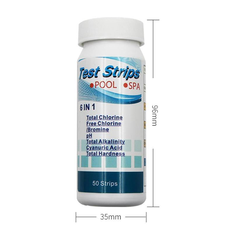 6 in 1 Chlorine Dip Test Strips Hot Tub SPA Swimming Pool PH Tester Paper Bottle