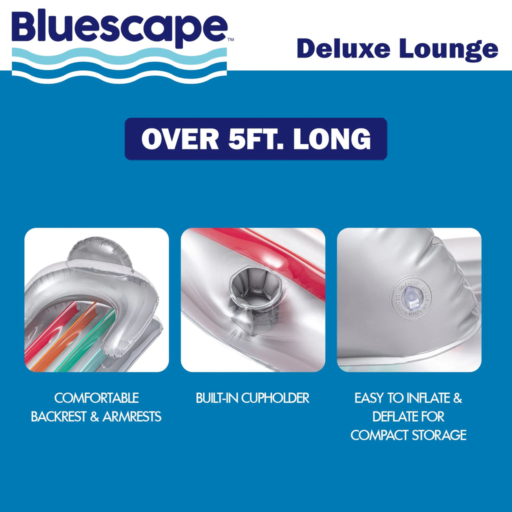 (2 Pack)  Deluxe Lounge, Inflatable Pool Float, Silver, Age 14 & Up, Unisex