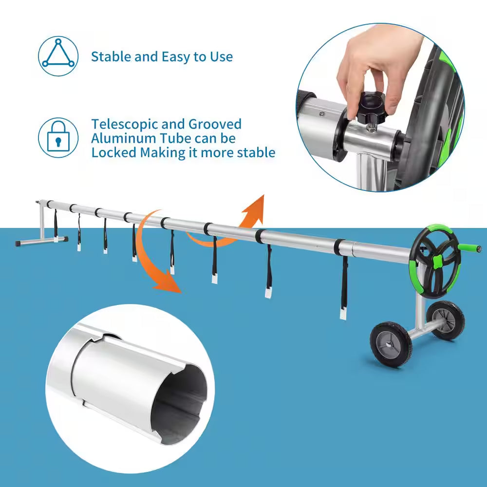 18 Ft. Aluminum Stainless Steel Solar Cover Reel for Inground Swimming Pool