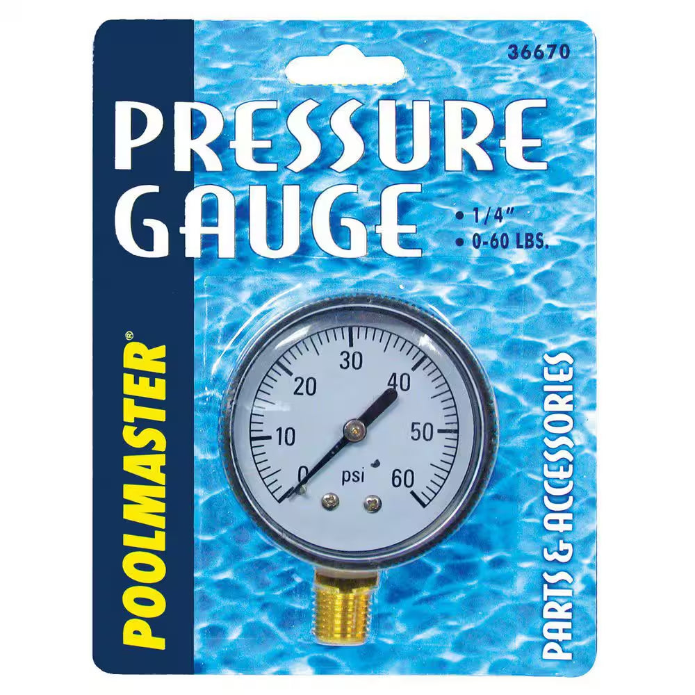 1/4 In. 0-60 LB-CD Pressure Gauge - Bottom Mounted