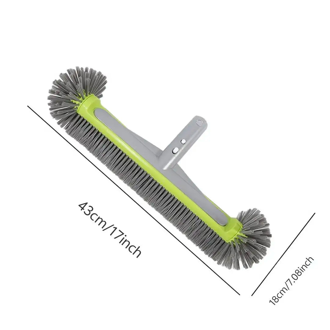 17.5" Heavy Duty Aluminum Pool Brush Head with 7 Rows Nylon Bristles for Pool Wall Steps Corner Cleaning