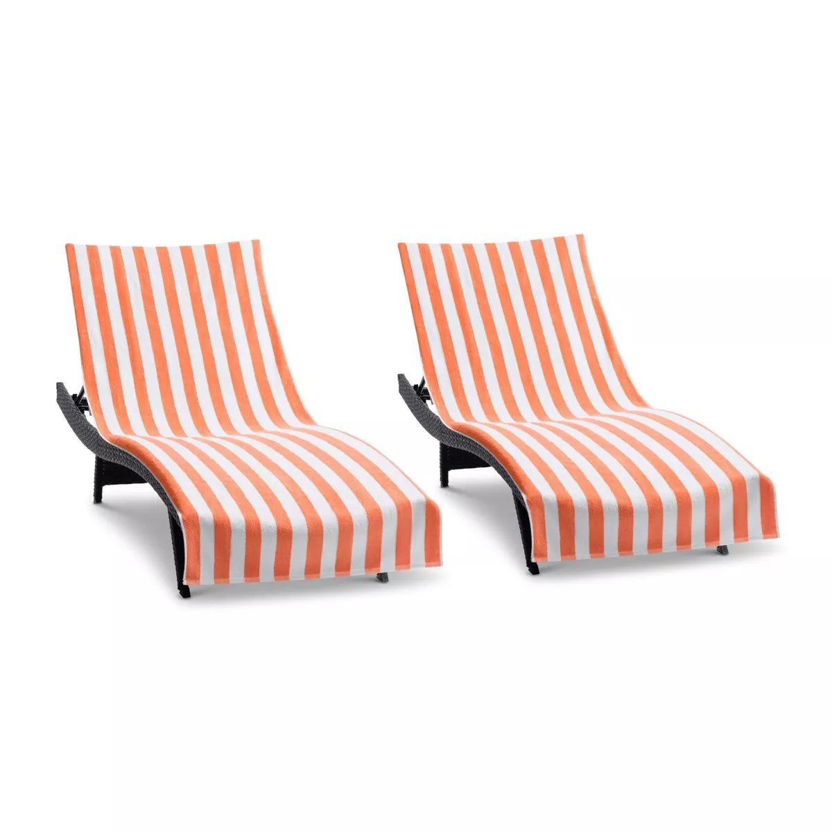 Arkwright California Cabana Chaise Lounge Cover - (Pack of 2) 100% Cotton Terry Towels, Pool Chair Covers for Outdoor Beach Furniture, 30 X 85 In