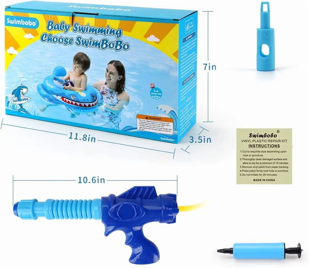 Summer Inflatable Shark Pool Float for Kids with Built-In Squirt Blaster, Toddler Pool Float Kids Inflatable Swim Seat Boat Ship Pool Toys for Toddlers and Children