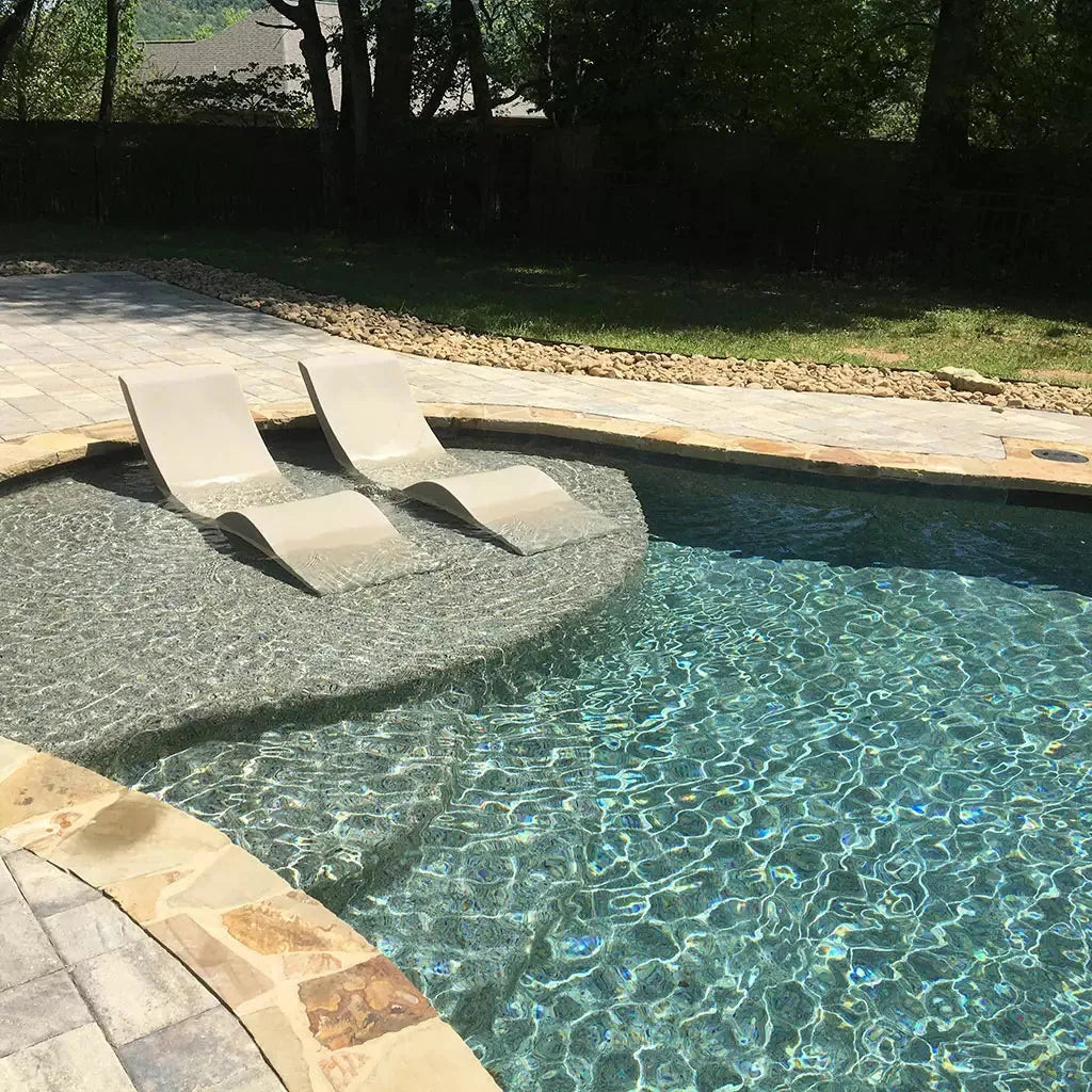 In-Pool Chaise Lounge Chairs for 0-9 In. of Water - All Weather Resistant, No Plugs/Tools Needed - (Set of 2)