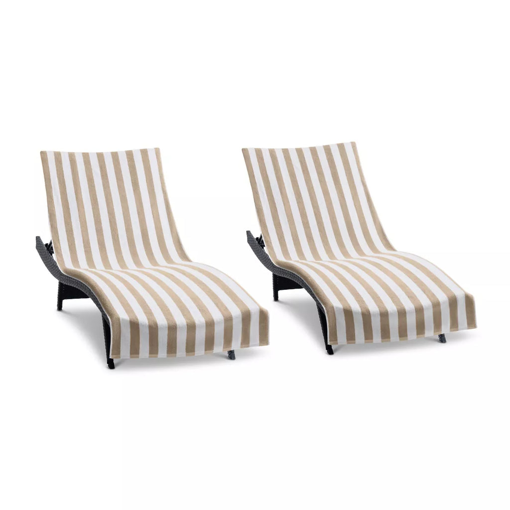 Arkwright California Cabana Chaise Lounge Cover - (Pack of 2) 100% Cotton Terry Towels, Pool Chair Covers for Outdoor Beach Furniture, 30 X 85 In