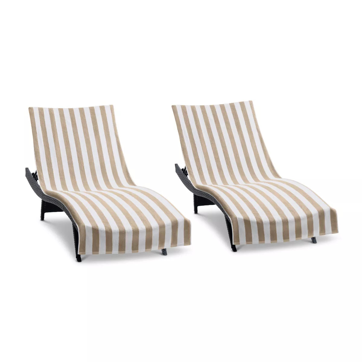 Arkwright California Cabana Chaise Lounge Cover - (Pack of 2) 100% Cotton Terry Towels, Pool Chair Covers for Outdoor Beach Furniture, 30 X 85 In