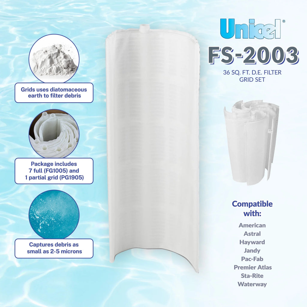 FS-2003 36 Sq Ft Replacement DE Grid Swimming Pool Filter, Full Set