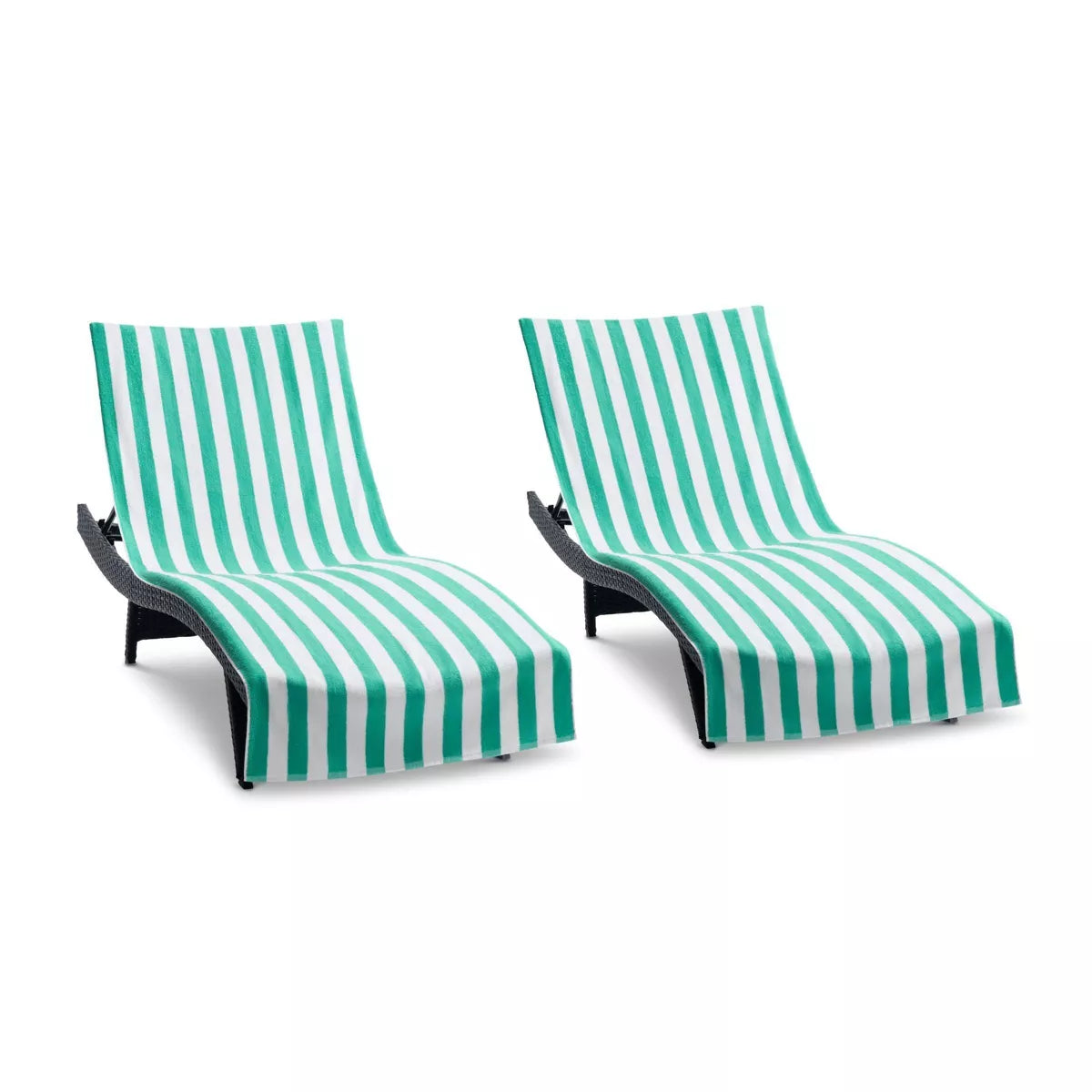Arkwright California Cabana Chaise Lounge Cover - (Pack of 2) 100% Cotton Terry Towels, Pool Chair Covers for Outdoor Beach Furniture, 30 X 85 In