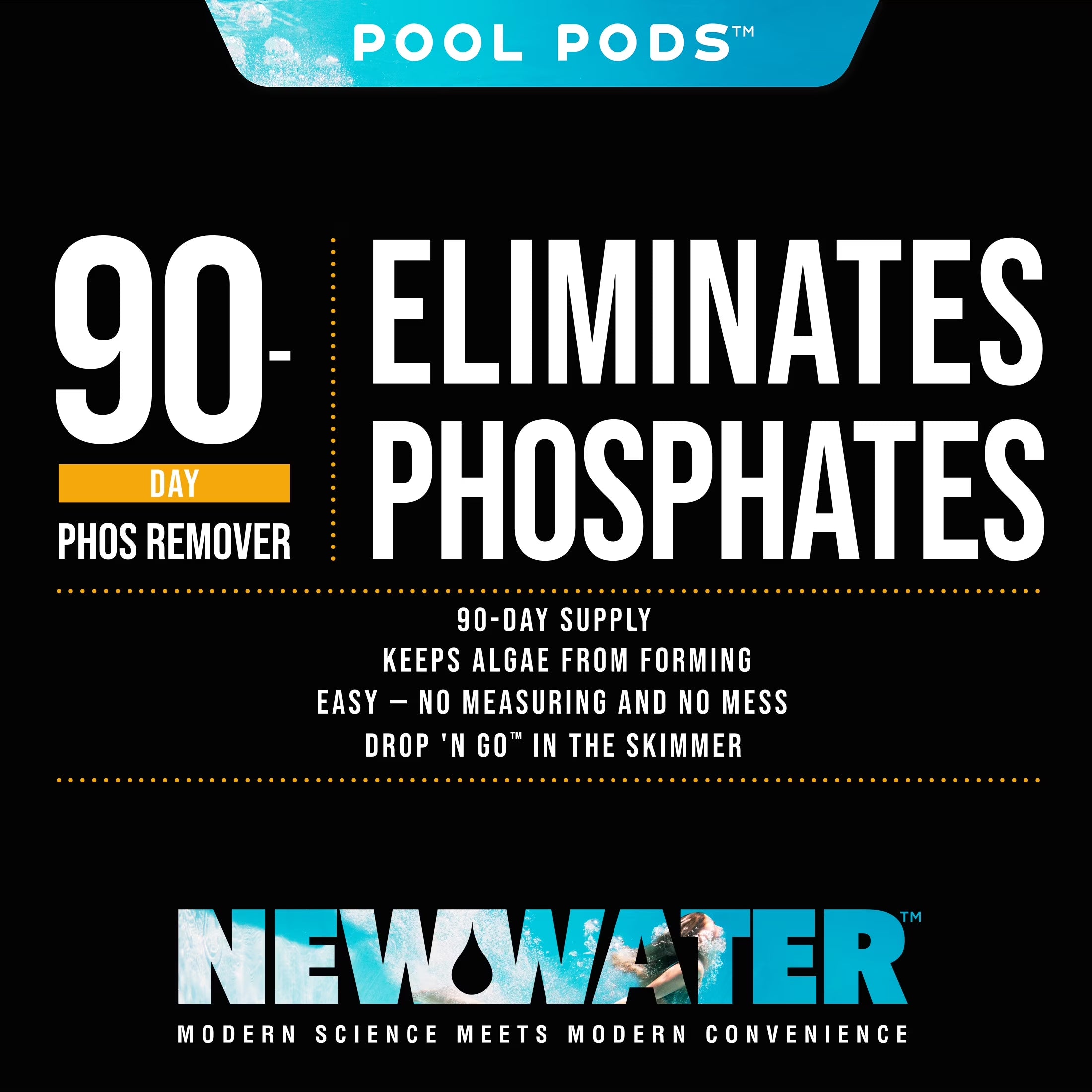 90-Day Phosphate Remover Pool Pods, Dry Concentrated Formula for Swimming Pools, 3 Pack