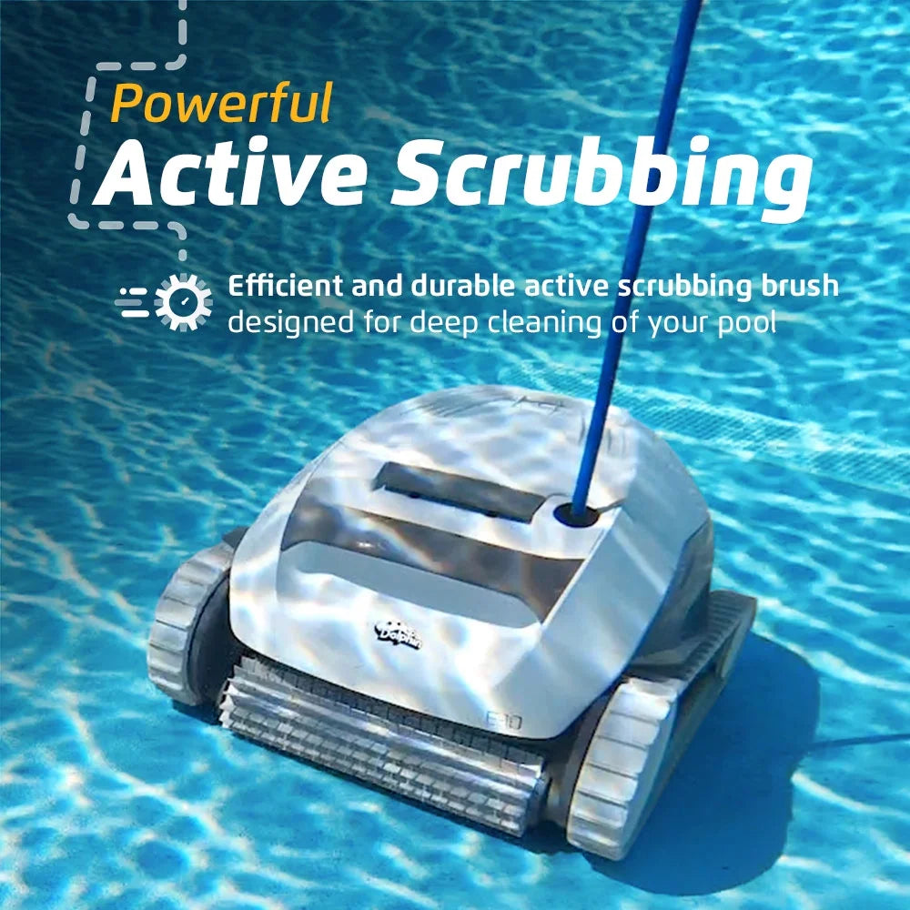 (2026 Model) E10 Automatic Robotic Pool Vacuum Cleaner, Active Scrubber Brush, Ideal for Above-Ground Pools up to 30Ft in Length