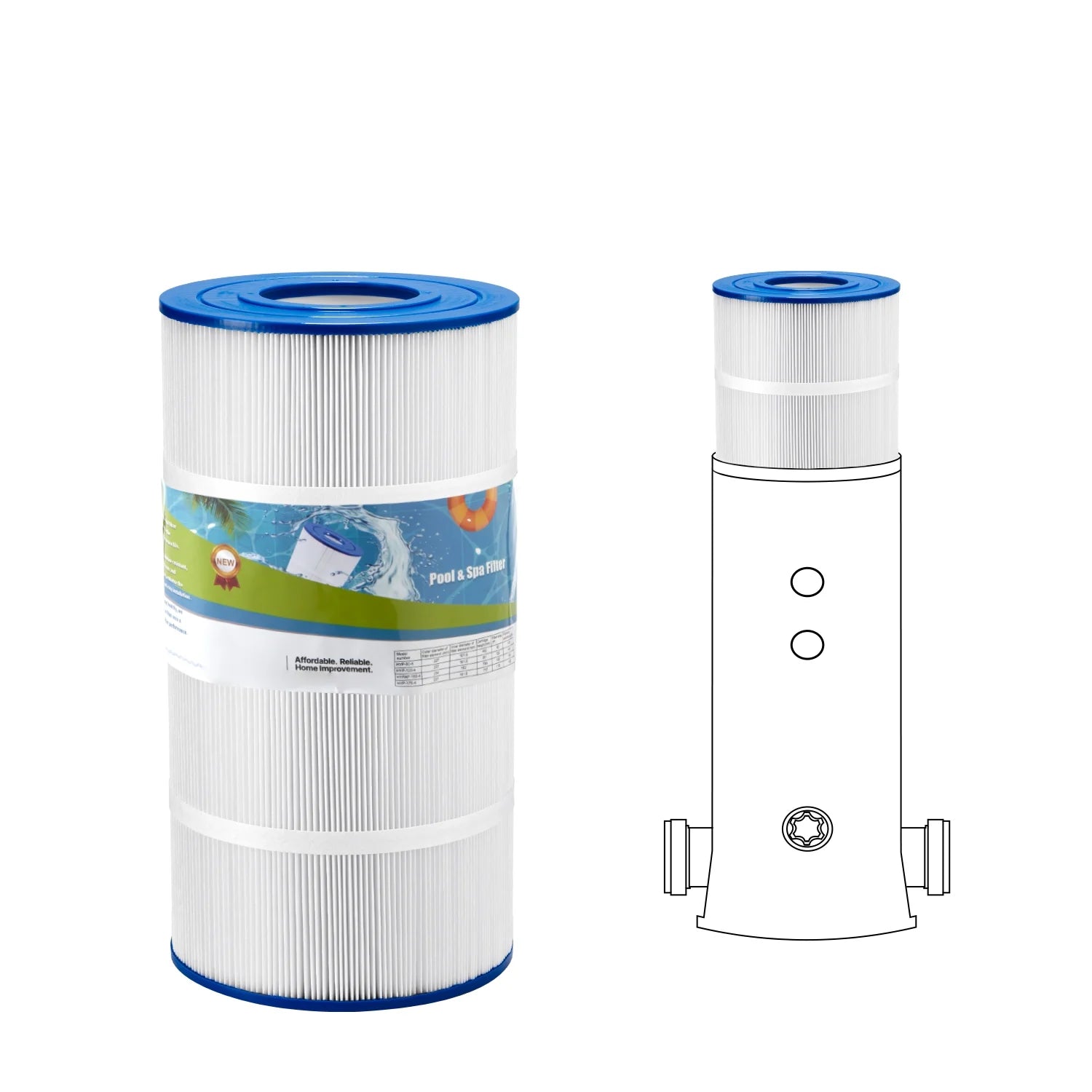 Cartridge for Pool Filter, 90 Sq. Ft Hot Tub and Spa Filter Cartridge Substitute, Matches Hayward C900 and Hayward CX900RE, Safe for Children & Animals, Triangular Pleats, Simple to Maintain